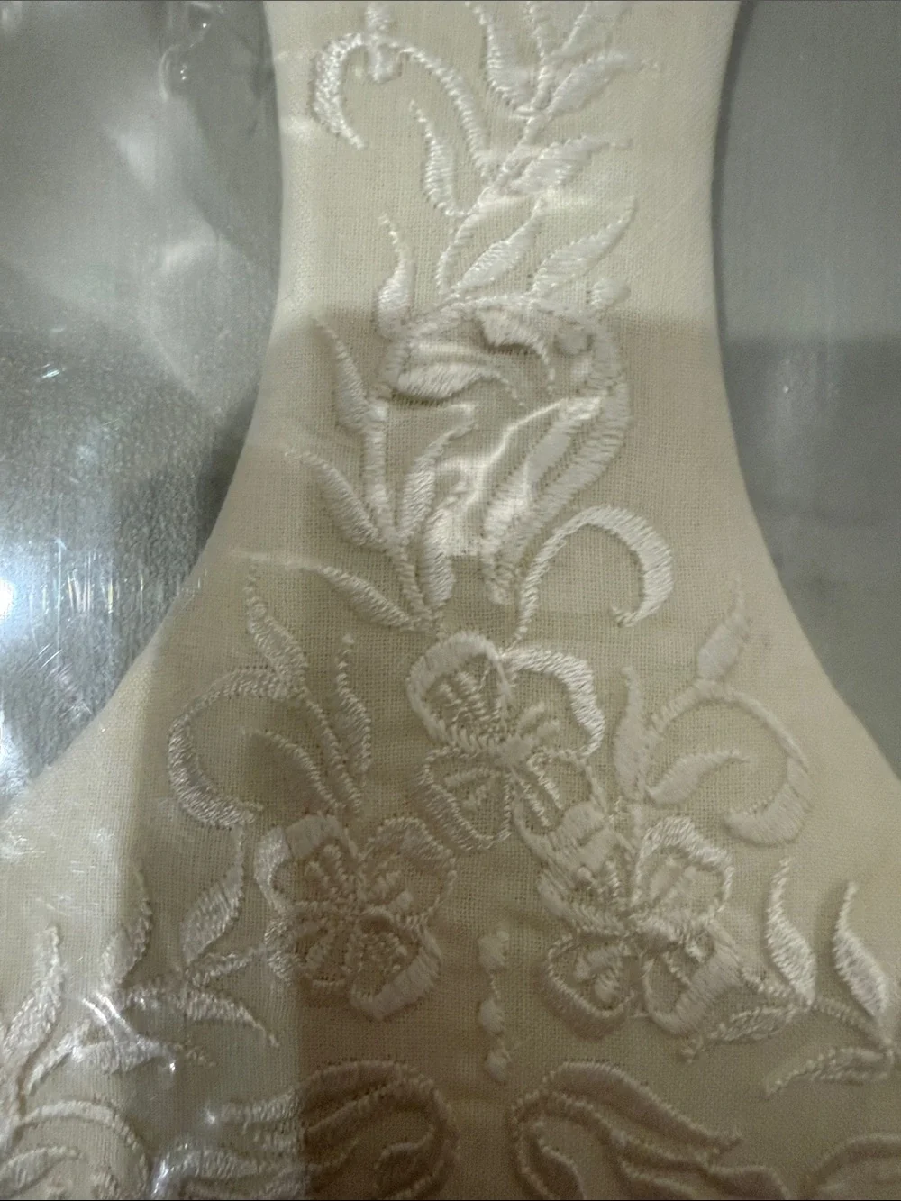 Cream Decorative Fabric Embossed Oval Photo Frames. Embroidered fabric.